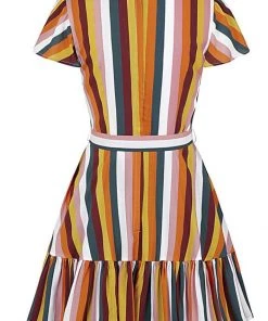 New In Collectif Molly Tropical Stripe 60's Dress Multi