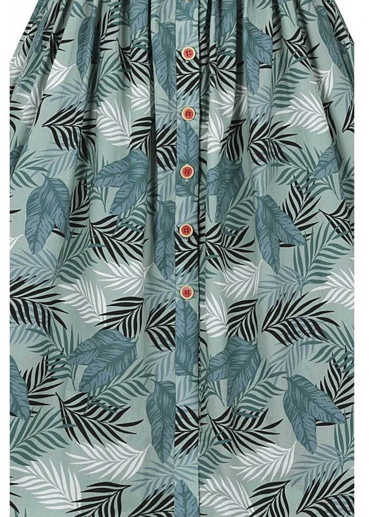 Collectif Jemima Cool Palm 50's Swing Dress Green