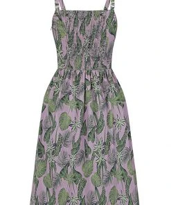 Collectif Kimberly Pink Forest 50's Swing Dress Pink New In