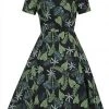 New In Collectif Mirtilla Black Forest 50's Swing Dress Black