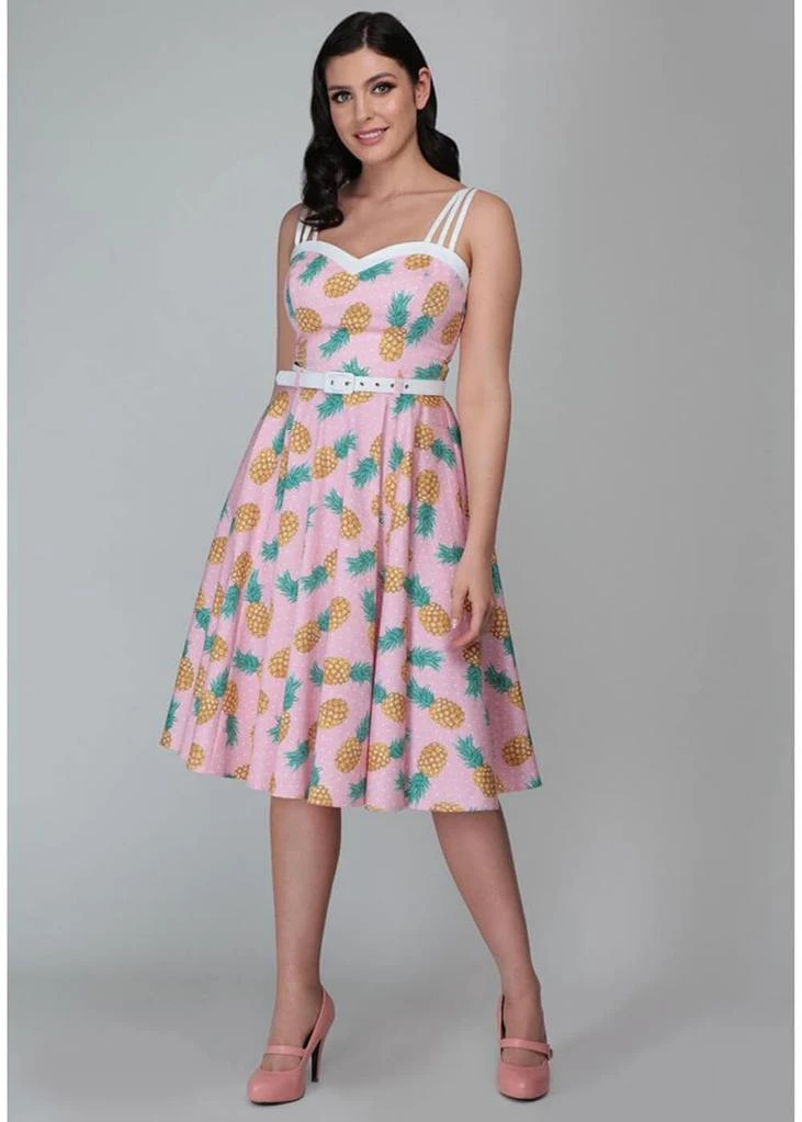 New In Collectif Nova Pineapple 50's Swing Dress Pink
