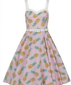 New In Collectif Nova Pineapple 50's Swing Dress Pink