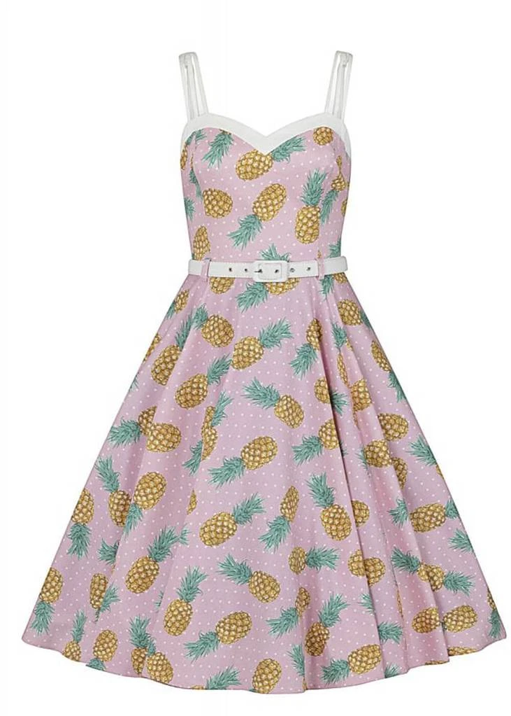 New In Collectif Nova Pineapple 50's Swing Dress Pink