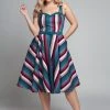 Collectif Nova Paradise Stripe 50's Swing Dress Multi New In