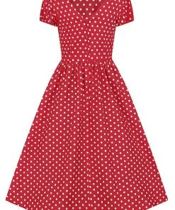 Collectif Demira Polkadot 50's Swing Dress Red New In