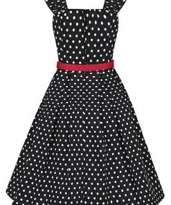 New In Collectif Jill Polkadot 50's Swing Dress Black
