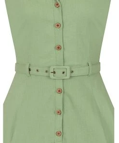 New In Collectif Caterina 50's Sleeveless Swing Dress Green