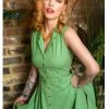 New In Collectif Caterina 50's Sleeveless Swing Dress Green