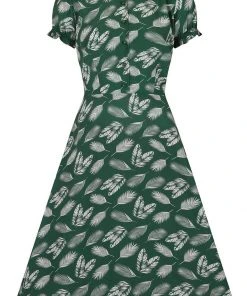 Collectif Misty Leafy Green 50's Swing Dress Green