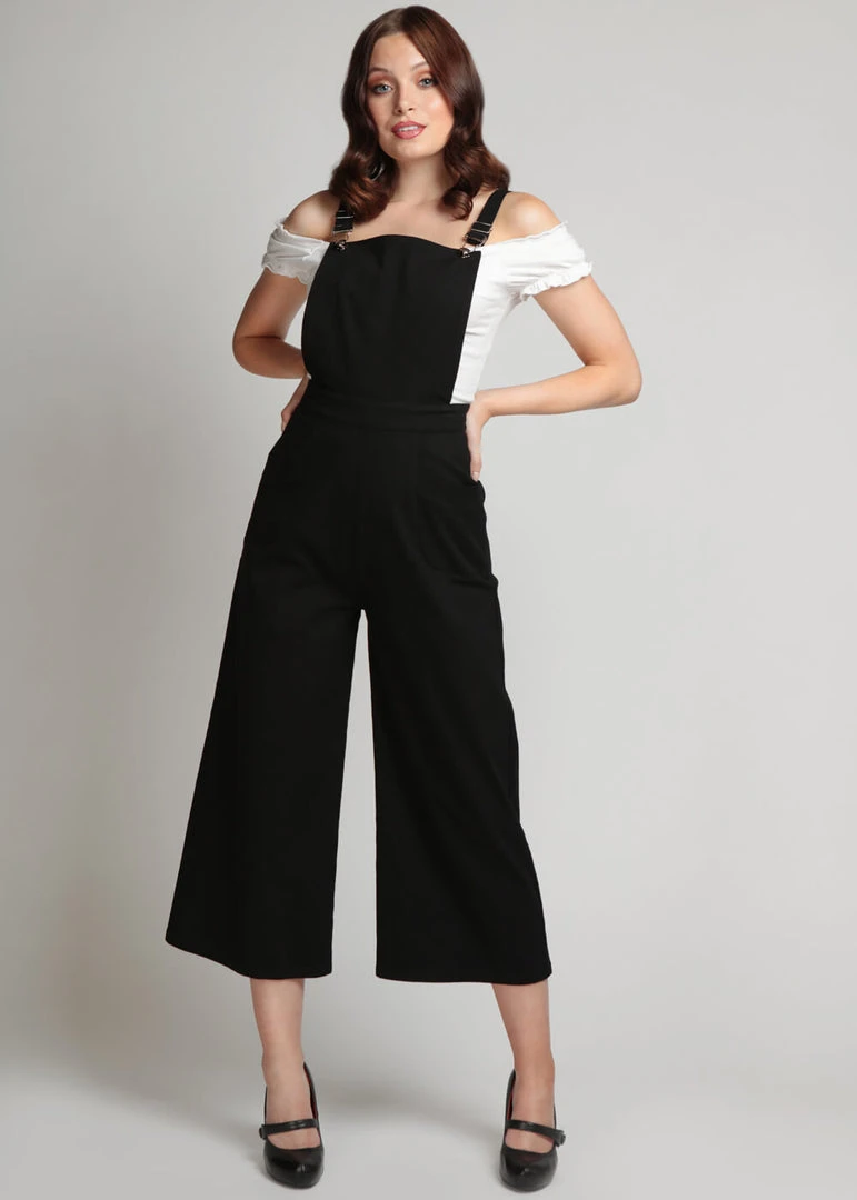 Collectif Tonya 50's Dungarees Black New In