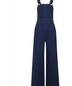 New In Collectif Thelma Denim 60's Dungarees Navy