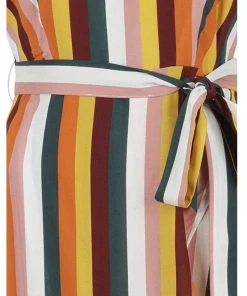 Collectif Sunny Tropical Stripe 70's Maxi Dress Multi New In