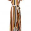Collectif Sunny Tropical Stripe 70's Maxi Dress Multi New In