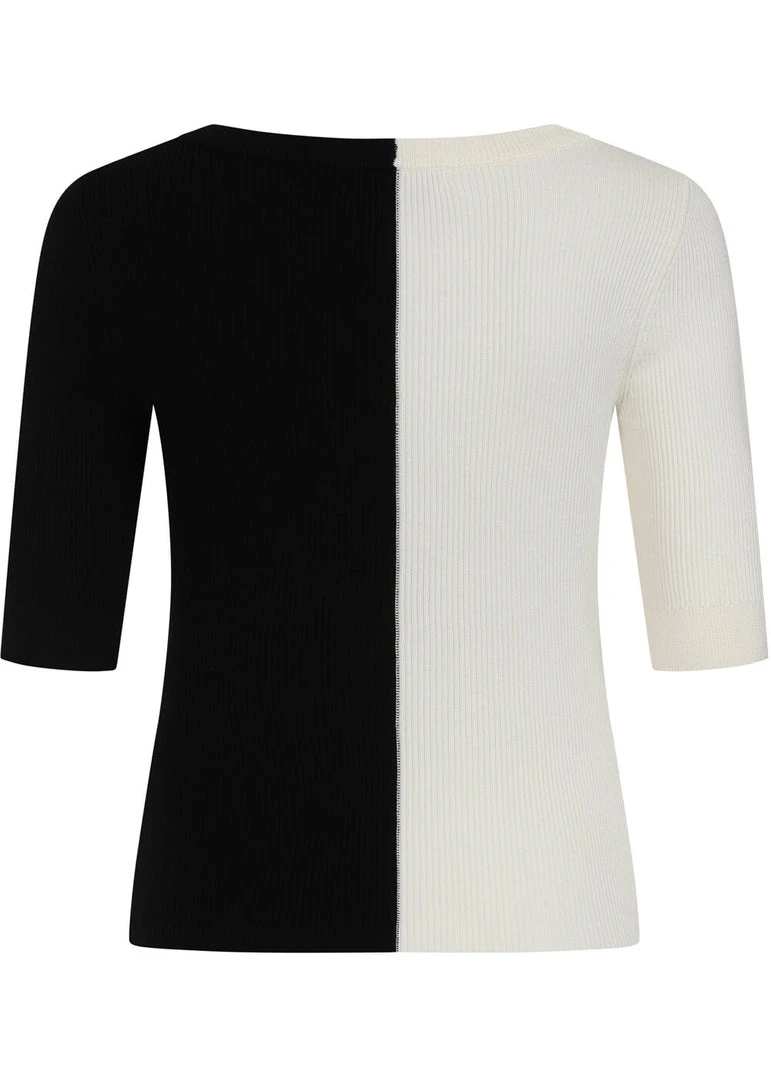 New In Collectif Savannah Contrast 60's Top Black White