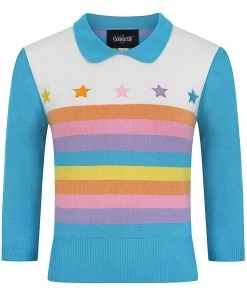 Collectif Rigel Rainbow Star 60's Truitje Top Multi Colour New In
