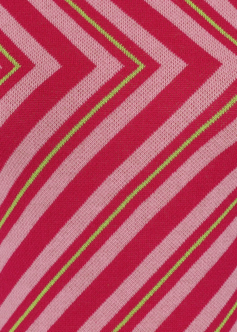 Collectif Christie V-Stripe 40's Top Raspberry Pink New In