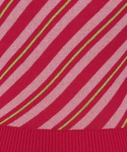 Collectif Christie V-Stripe 40's Top Raspberry Pink New In