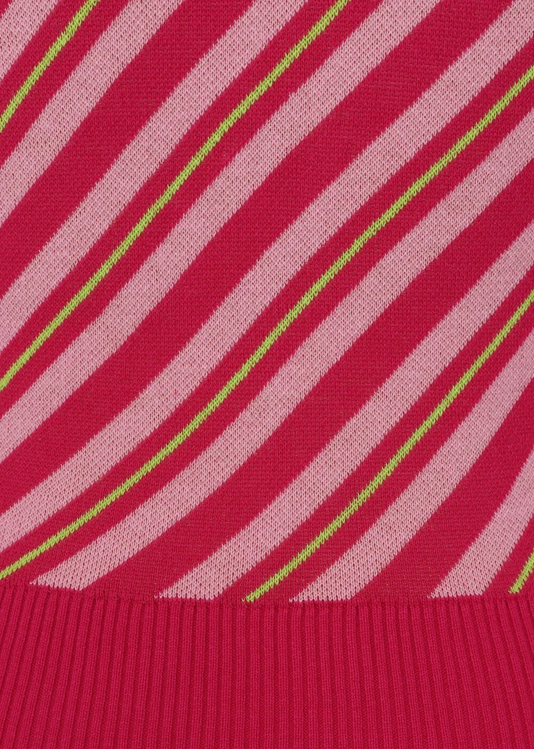 Collectif Christie V-Stripe 40's Top Raspberry Pink New In