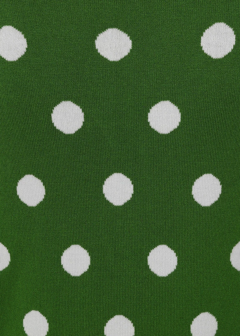 Collectif Violet Painted Polka50's Cardigan Green