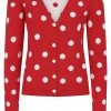 Collectif Violet Painted Polka 50's Cardigan Red New In