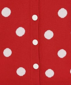 Collectif Violet Painted Polka 50's Cardigan Red New In