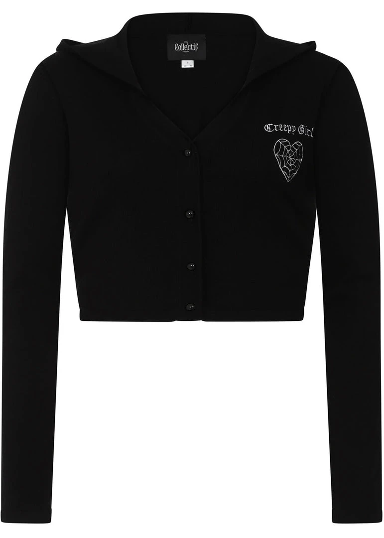 Collectif Padme Creepy Girl 80's Cardigan Black