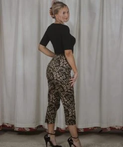 New In Collectif Betty Leopard 50's Capri Trousers Multi