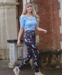 Collectif Maddie Cocktail Menu 50's Trousers Black New In