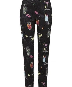 Collectif Maddie Cocktail Menu 50's Trousers Black New In