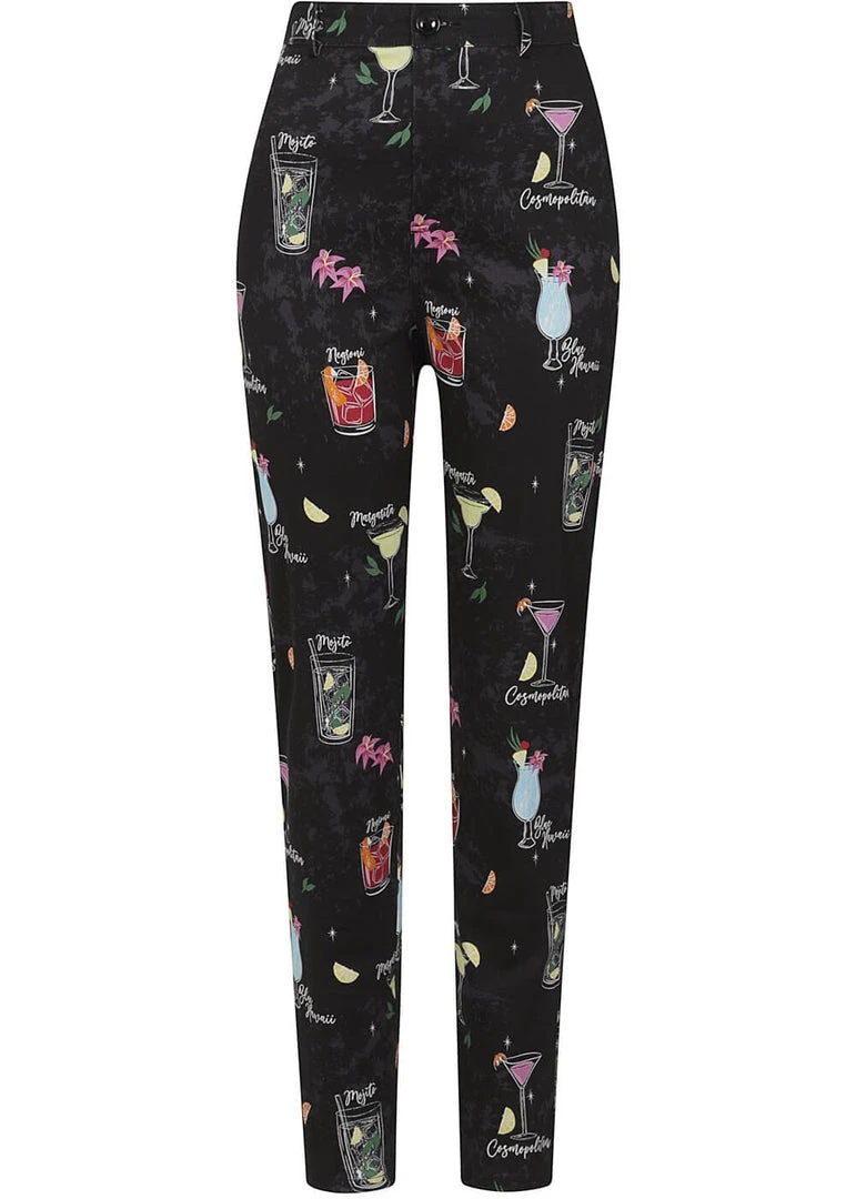 Collectif Maddie Cocktail Menu 50's Trousers Black New In