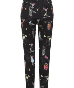Collectif Maddie Cocktail Menu 50's Trousers Black New In