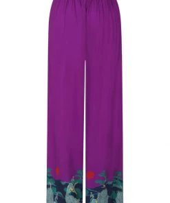Collectif Alizee Peacock Land 70's Trousers Purple