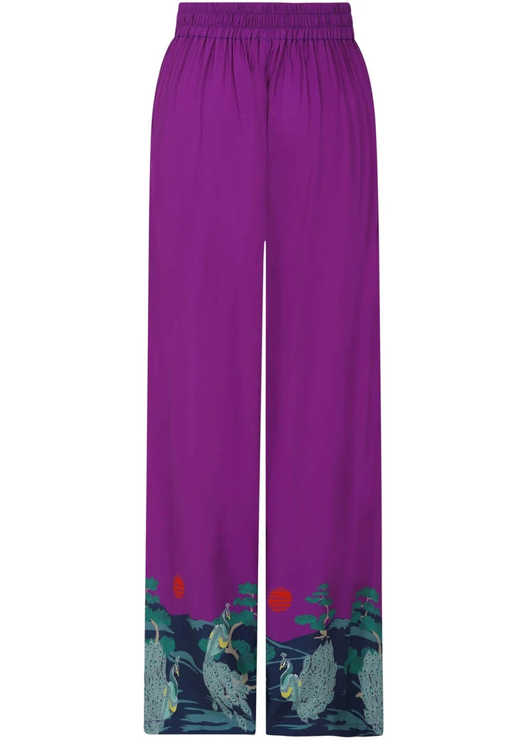 Collectif Alizee Peacock Land 70's Trousers Purple