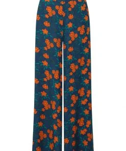 Collectif Alizee Flora 70's Trousers Navy New In