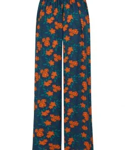 Collectif Alizee Flora 70's Trousers Navy New In