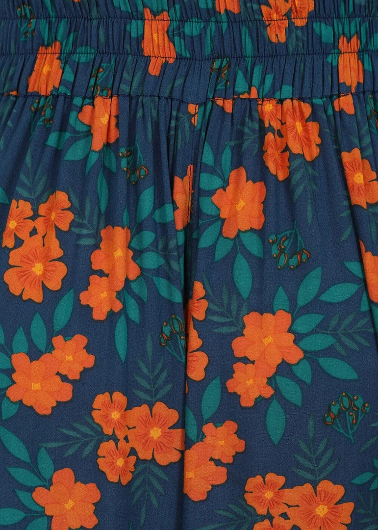 Collectif Alizee Flora 70's Trousers Navy New In