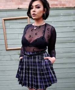 Collectif Daria Nancy Check 60's Mini Skirt Black