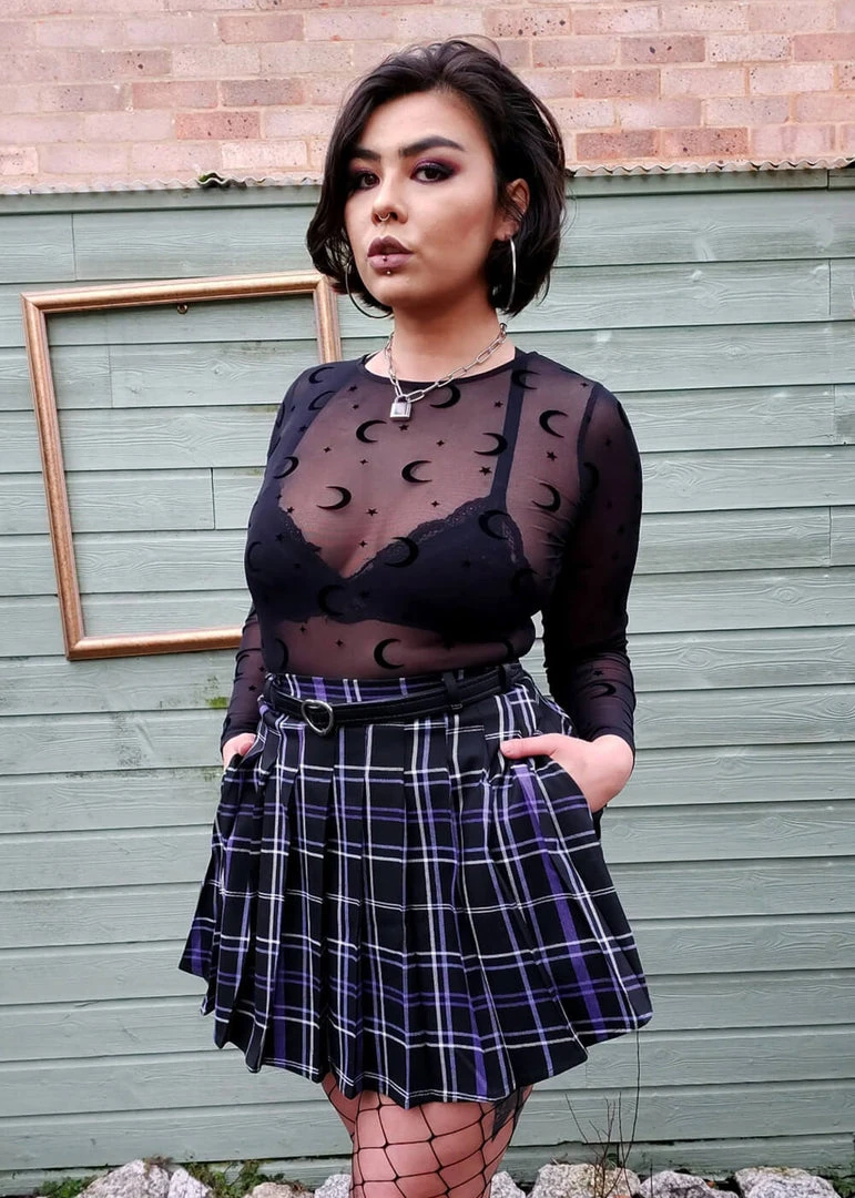 Collectif Daria Nancy Check 60's Mini Skirt Black