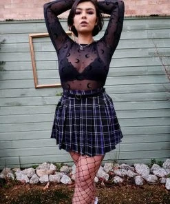 Collectif Daria Nancy Check 60's Mini Skirt Black