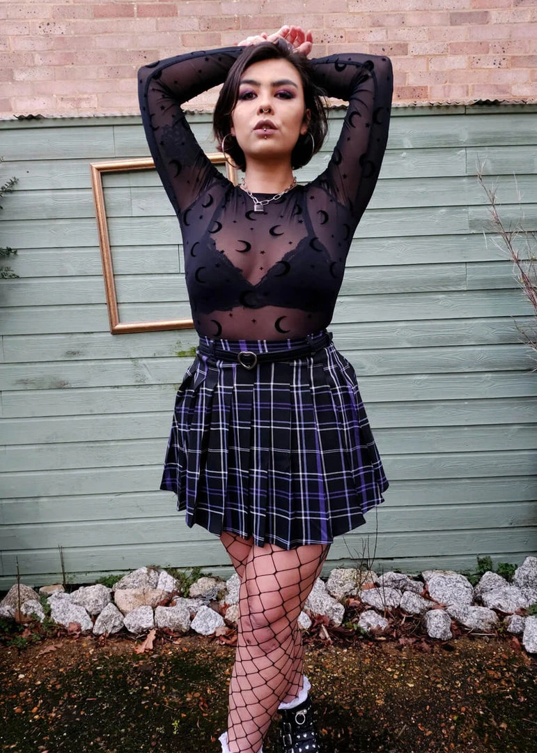 Collectif Daria Nancy Check 60's Mini Skirt Black