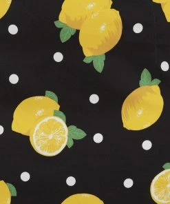 Collectif Polly Polka Lemon 50's Pencil Skirt Black New In