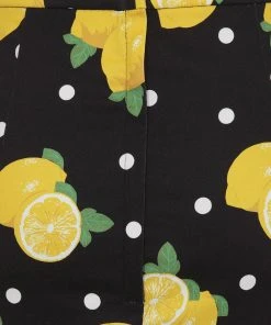 Collectif Polly Polka Lemon 50's Pencil Skirt Black New In