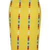New In Collectif Polly Rainbow Polka Stripe 50's Pencil Skirt Yellow