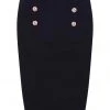 Collectif Nancy Nautical 40's Pencil Skirt Navy
