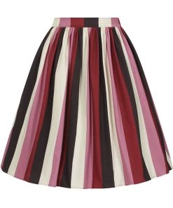 New In Collectif Jasmine Bubble Gum Stripe 50's Swing Skirt Multi
