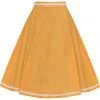 Collectif Matilde Heart Trim 50's Swing Skirt Orange New In