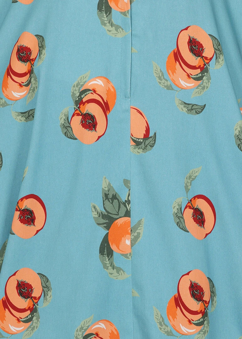 Collectif Matilde Vintage Peaches 50's Swing Skirt Blue New In