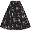 Collectif Matilde Coctail Menu 50's Swing Skirt Black New In