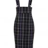 Collectif Karen Nancy Check 60's Pencil Skirt Black New In