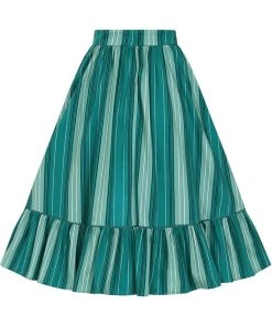 Collectif Katherine Mint Humbug 50's Swing Skirt Green New In